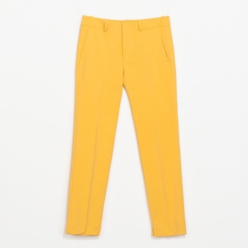ZARA WOMAN Yellow Slim Fit Ankle Crop Pants Size XS